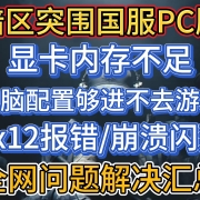 暗区突围无限国服pc,显卡内存不足/电脑配置够进不去游戏/dx12报错/崩溃闪退等问题解决合集